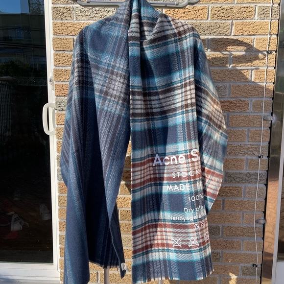 Acne Studios Checked Wool Scarf - Picture 1 of 8